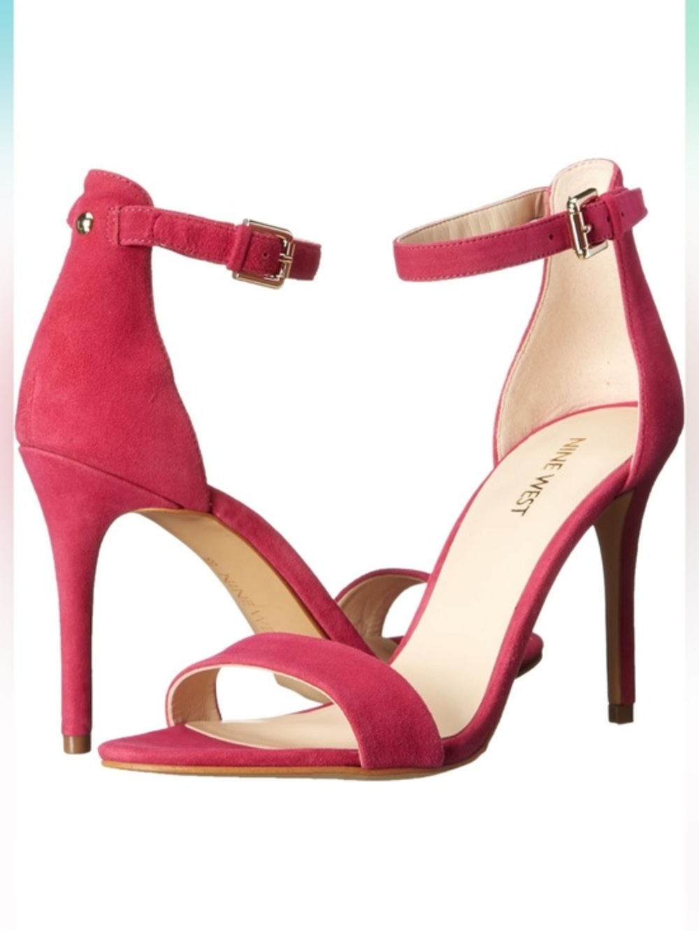 Nine West Mana Pink Suede Ankle Strap Stiletto Heels 8.5
